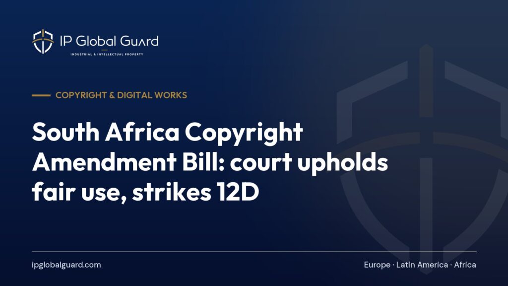South Africa Copyright Amendment Bill: court upholds fair use, strikes 12D