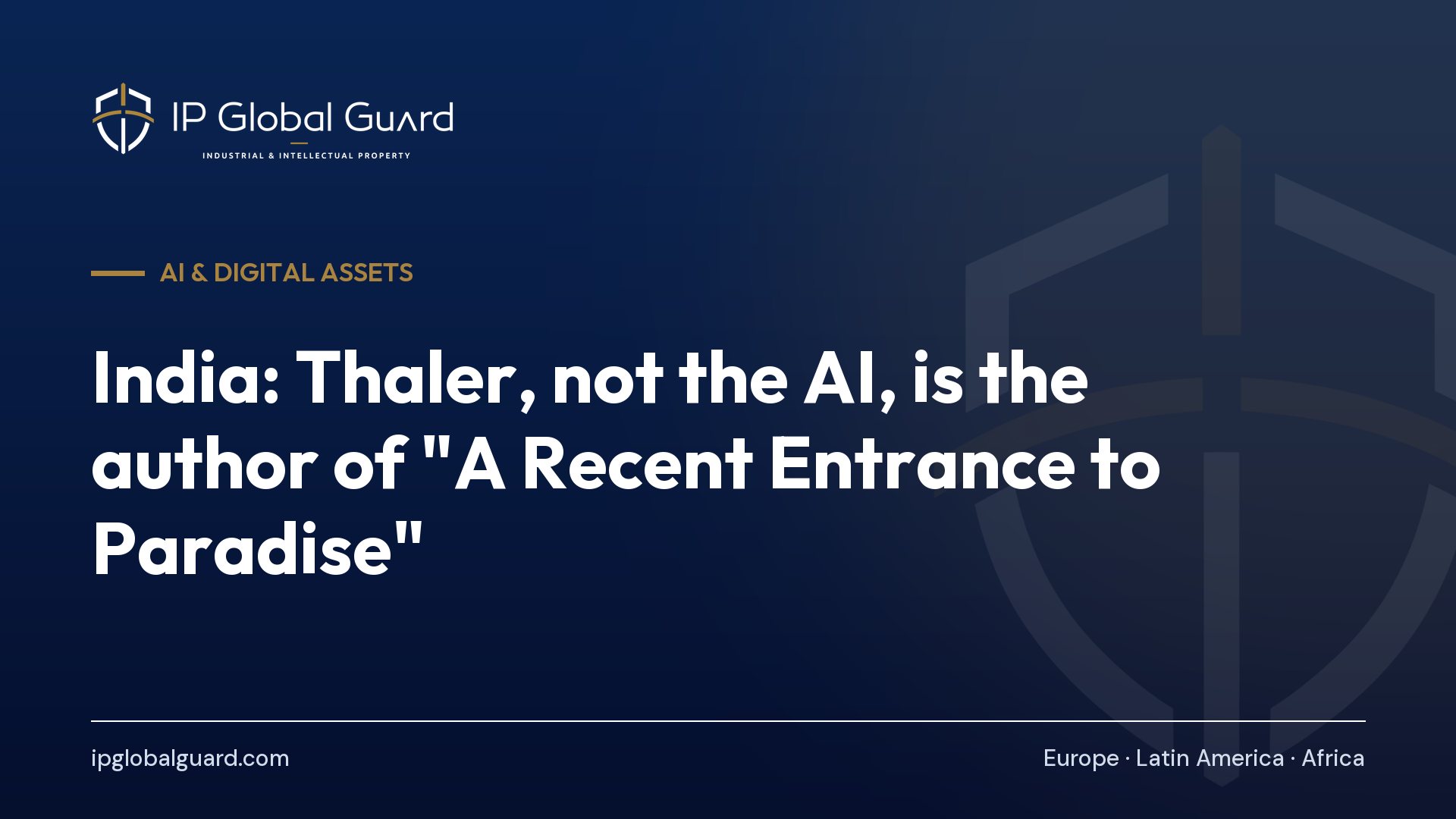 India: Thaler, not the AI, is the author of “A Recent Entrance to Paradise”